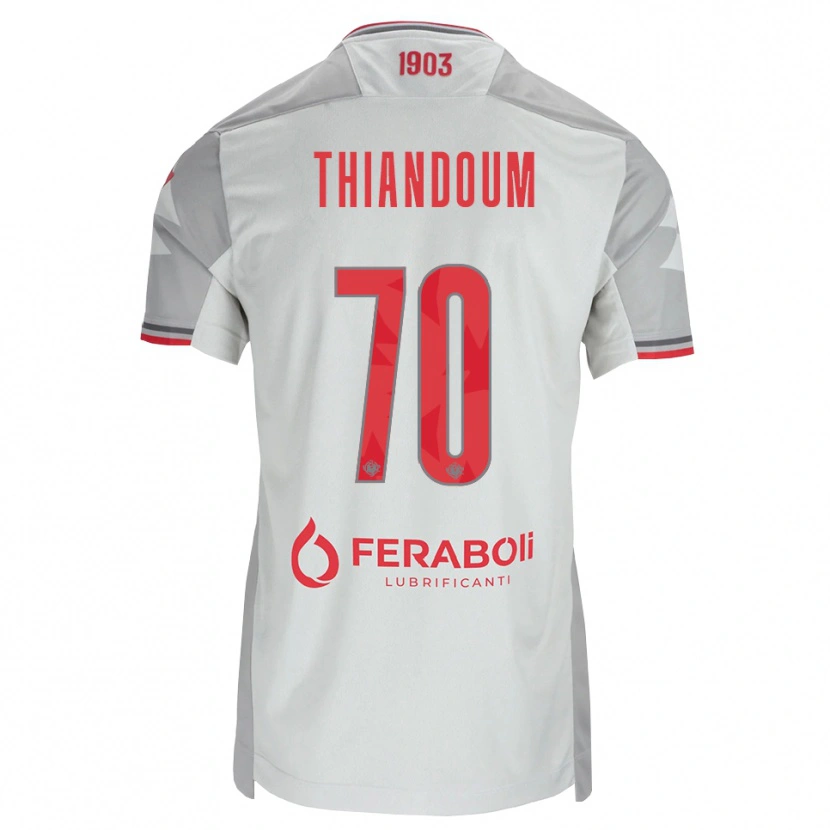 Danxen Dzieci Omar Thiandoum #70 Szary Biały Czerwony Wyjazdowa Koszulka 2026/27 Koszulki Klubowe