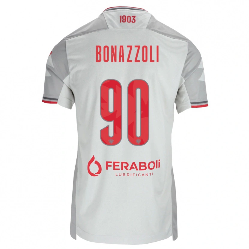 Danxen Dzieci Federico Bonazzoli #90 Szary Biały Czerwony Wyjazdowa Koszulka 2026/27 Koszulki Klubowe
