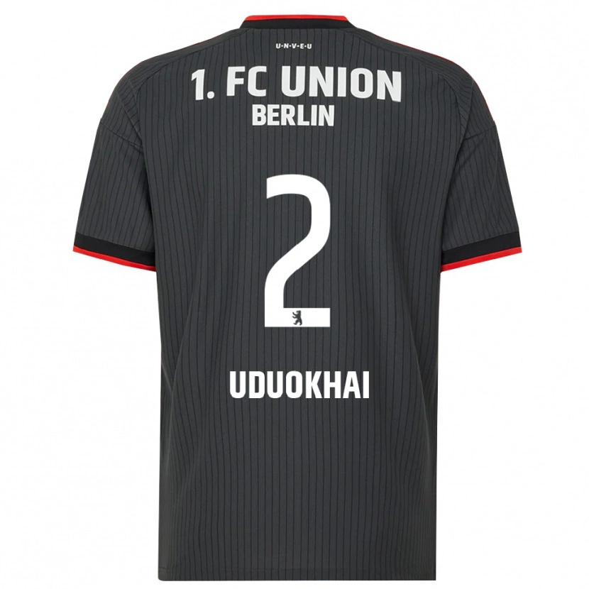 Danxen Dzieci Felix Uduokhai #2 Czarny Biały Czerwony Wyjazdowa Koszulka 2026/27 Koszulki Klubowe