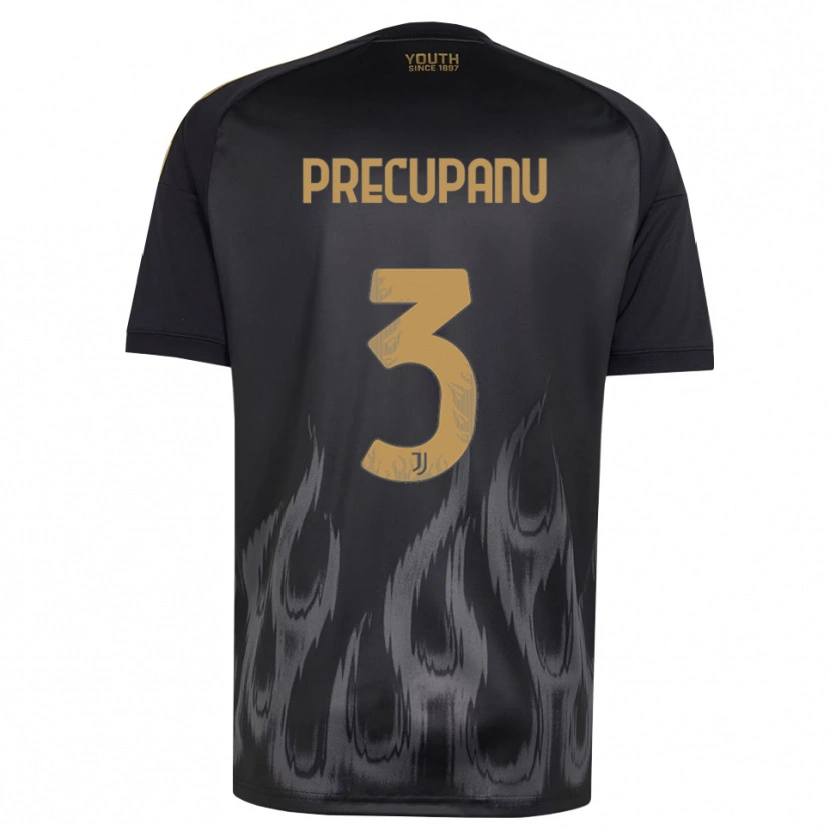 Danxen Dzieci Stefano Precupanu #3 Czarny Brązowy Trzeci Komplet Koszulka 2026/27 Koszulki Klubowe