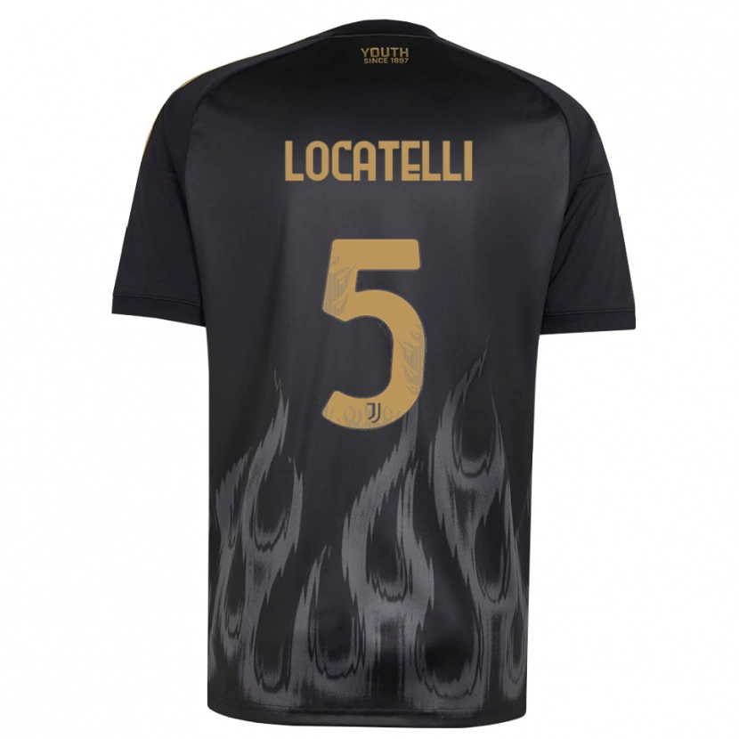 Danxen Dzieci Manuel Locatelli #5 Czarny Brązowy Trzeci Komplet Koszulka 2026/27 Koszulki Klubowe