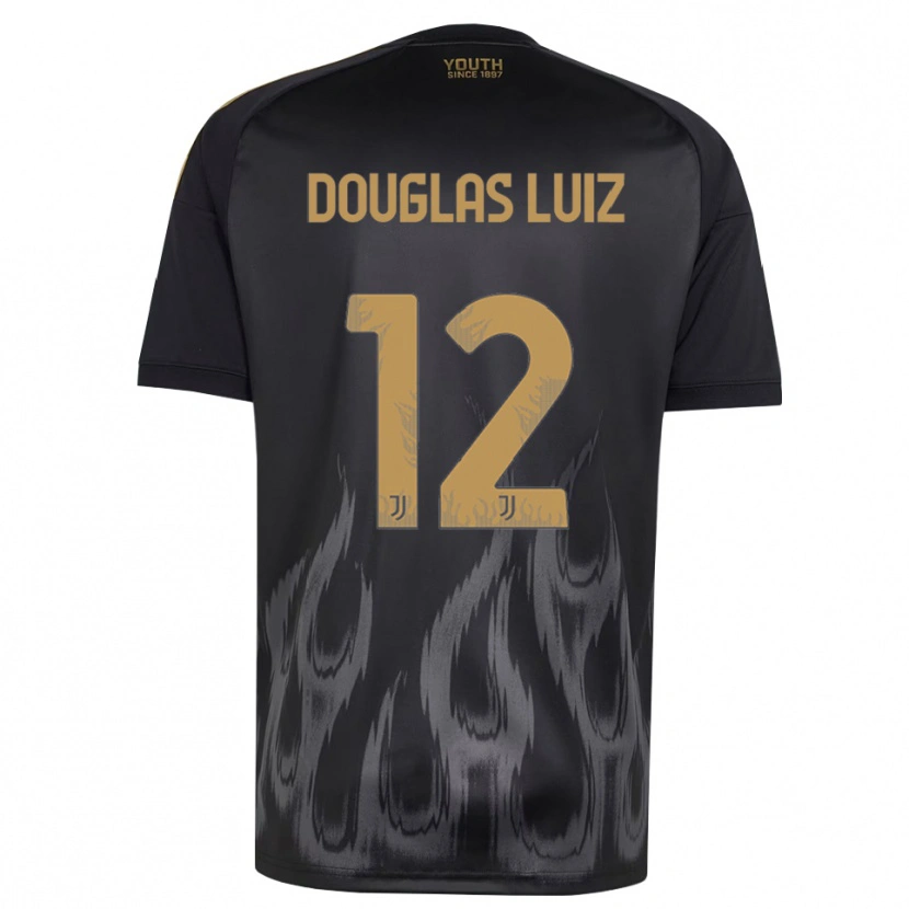 Danxen Dzieci Douglas Luiz #12 Czarny Brązowy Trzeci Komplet Koszulka 2026/27 Koszulki Klubowe