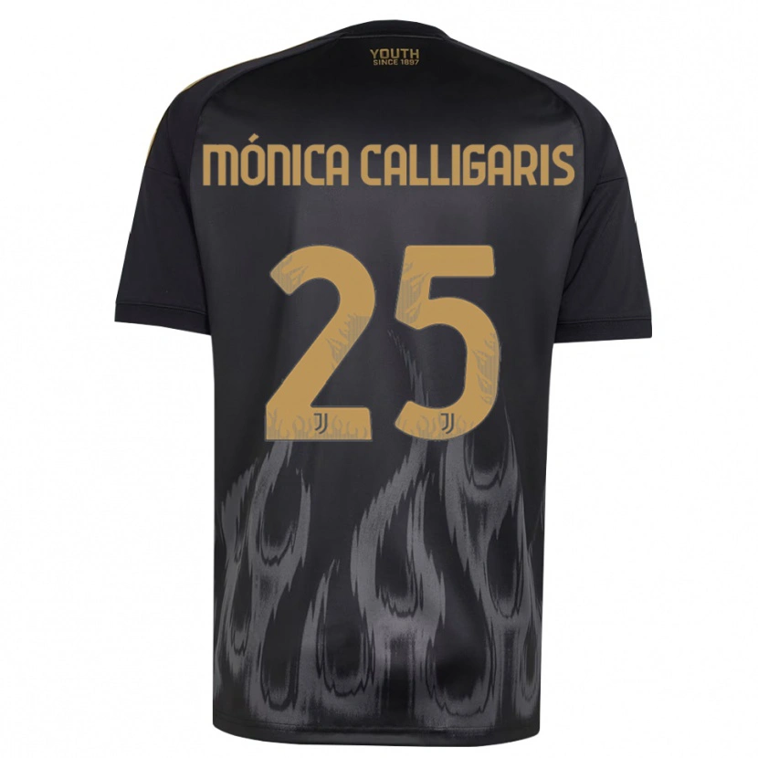 Danxen Dzieci Viola Mónica Calligaris #25 Czarny Brązowy Trzeci Komplet Koszulka 2026/27 Koszulki Klubowe