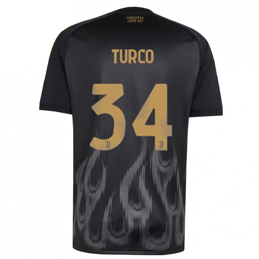 Danxen Dzieci Stefano Turco #34 Czarny Brązowy Trzeci Komplet Koszulka 2026/27 Koszulki Klubowe
