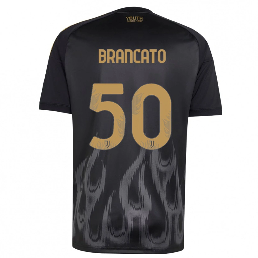 Danxen Dzieci Alessandro Brancato #50 Czarny Brązowy Trzeci Komplet Koszulka 2026/27 Koszulki Klubowe