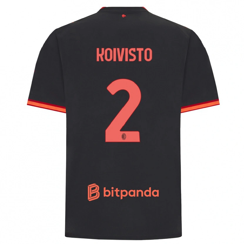 Danxen Dzieci Emma Koivisto #2 Czarny Czerwony Trzeci Komplet Koszulka 2026/27 Koszulki Klubowe