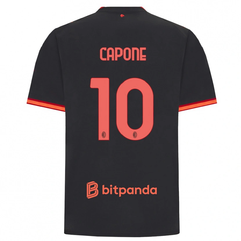 Danxen Dzieci Andrea Capone #10 Czarny Czerwony Trzeci Komplet Koszulka 2026/27 Koszulki Klubowe