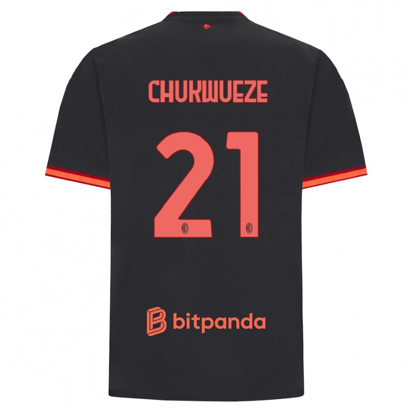 Danxen Dzieci Samuel Chukwueze #21 Czarny Czerwony Trzeci Komplet Koszulka 2026/27 Koszulki Klubowe