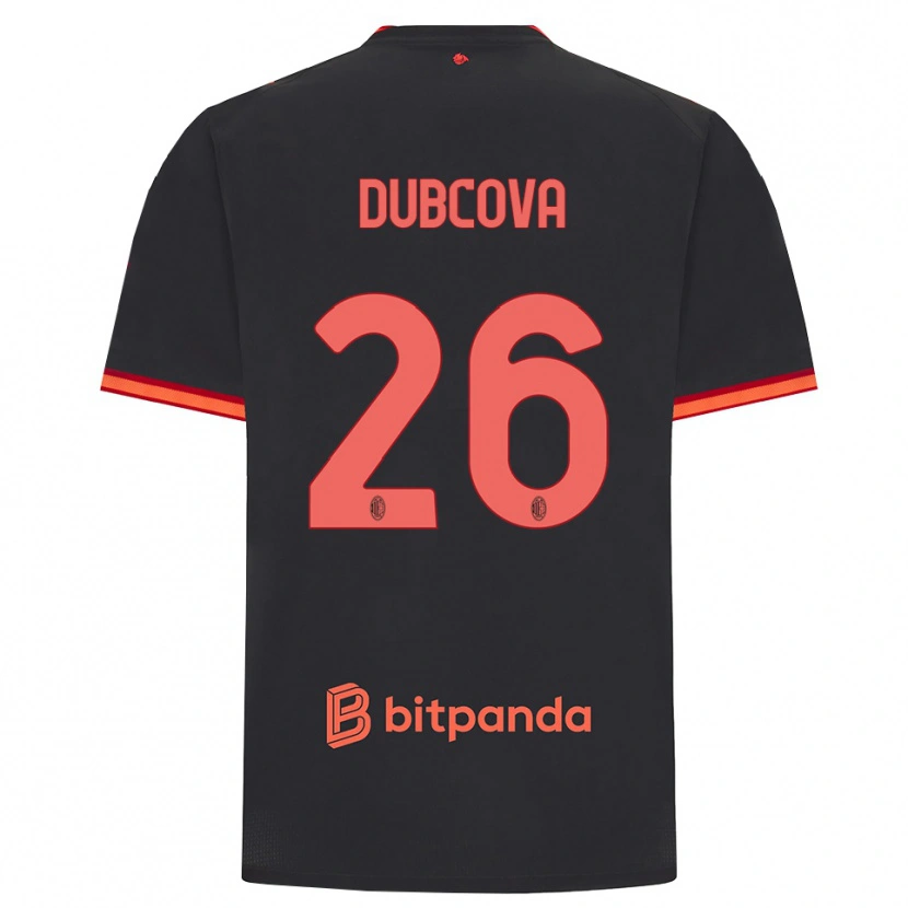 Danxen Dzieci Michaela Dubcova #26 Czarny Czerwony Trzeci Komplet Koszulka 2026/27 Koszulki Klubowe