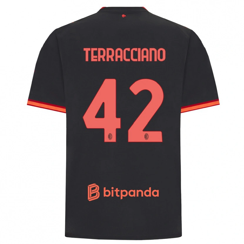 Danxen Dzieci Filippo Terracciano #42 Czarny Czerwony Trzeci Komplet Koszulka 2026/27 Koszulki Klubowe
