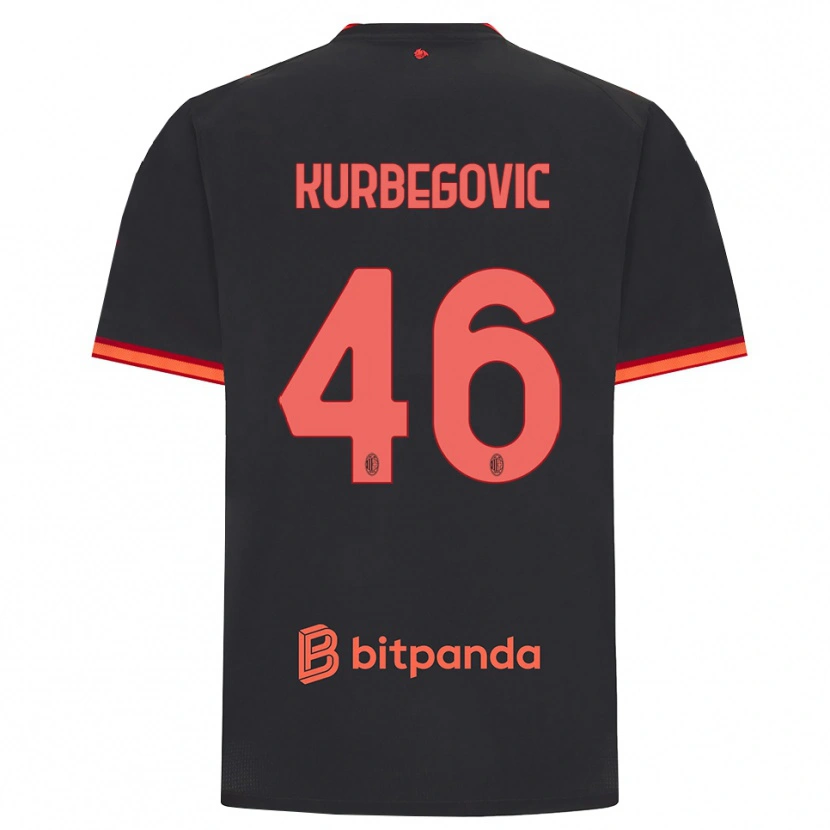 Danxen Dzieci Dino Kurbegovic #46 Czarny Czerwony Trzeci Komplet Koszulka 2026/27 Koszulki Klubowe