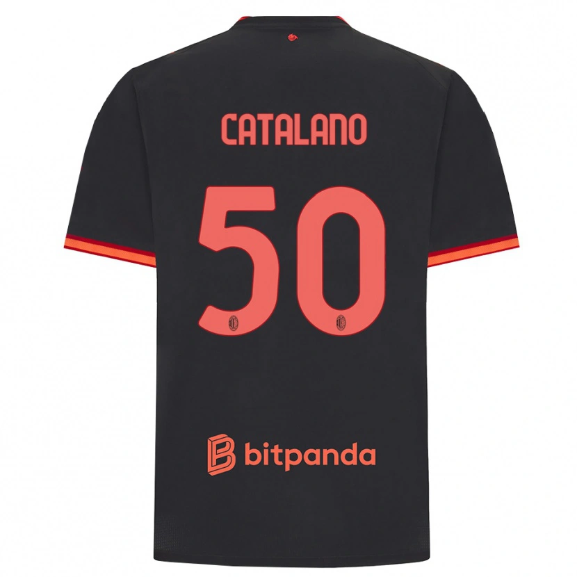 Danxen Dzieci Alessio Catalano #50 Czarny Czerwony Trzeci Komplet Koszulka 2026/27 Koszulki Klubowe