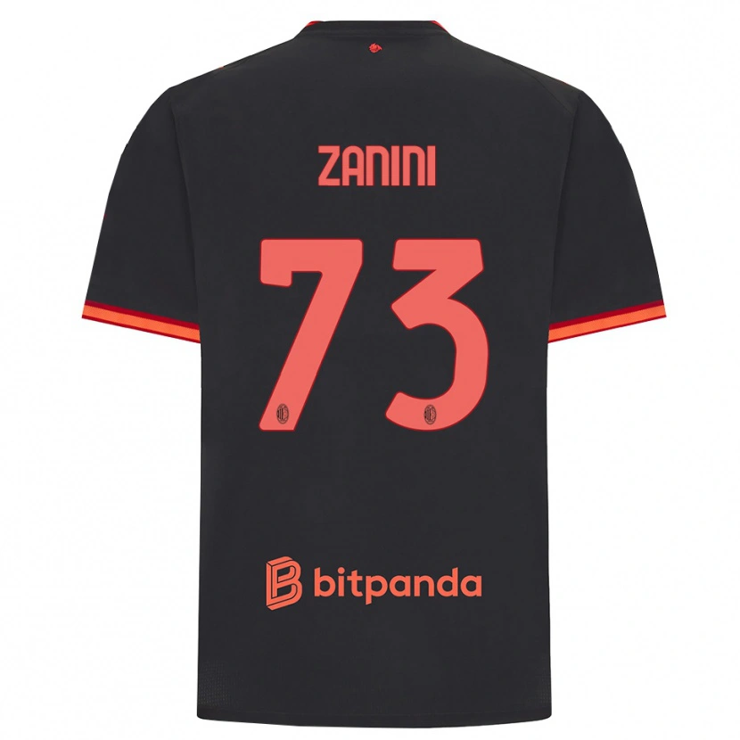 Danxen Dzieci Paola Zanini #73 Czarny Czerwony Trzeci Komplet Koszulka 2026/27 Koszulki Klubowe