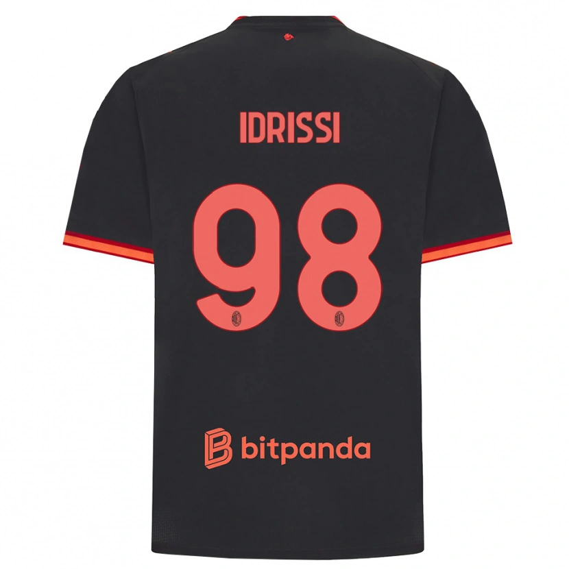 Danxen Dzieci Yahya Idrissi #98 Czarny Czerwony Trzeci Komplet Koszulka 2026/27 Koszulki Klubowe