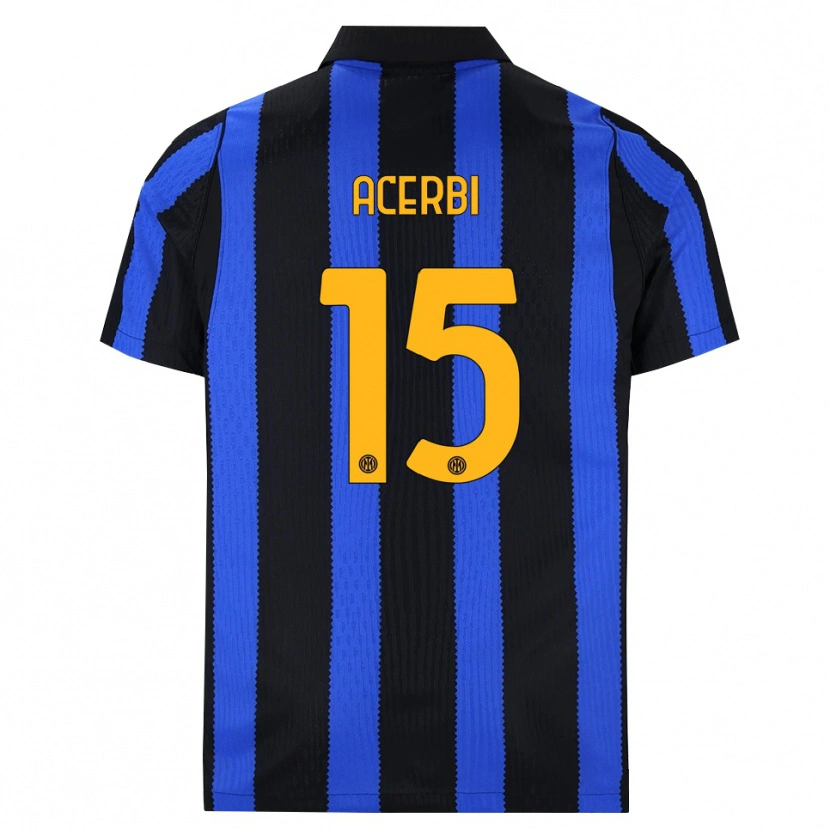 Danxen Męski Francesco Acerbi #15 Czarny Niebieski Żółty Domowa Koszulka 2026/27 Koszulki Klubowe