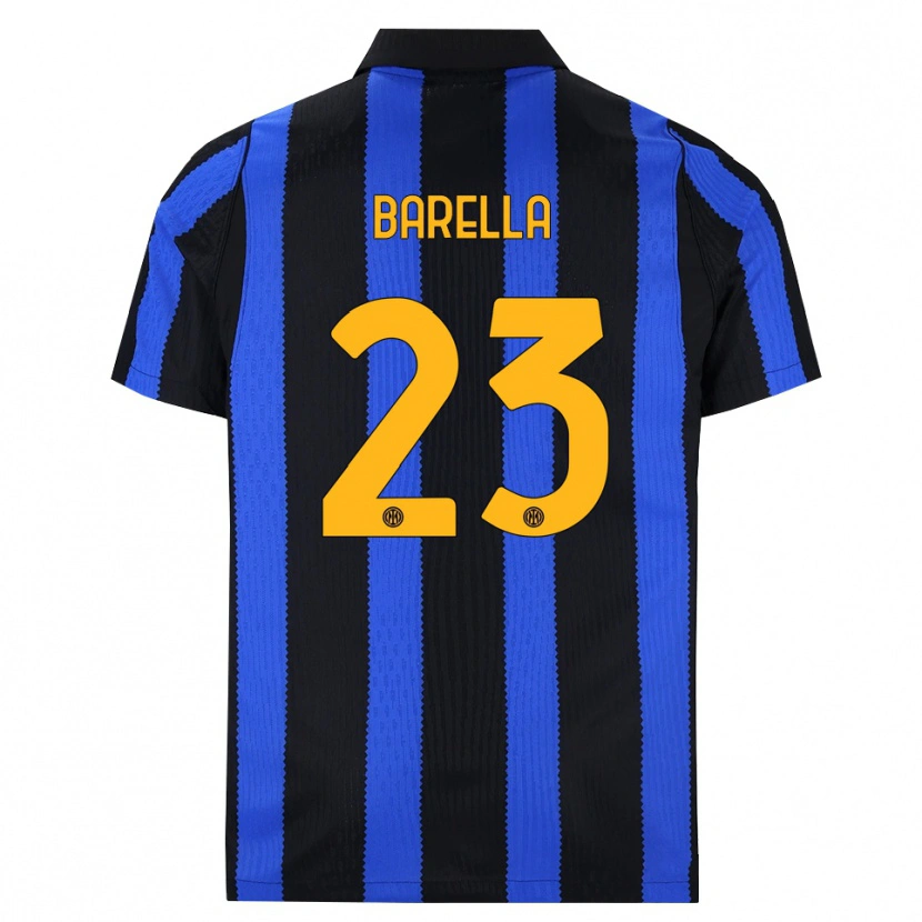 Danxen Męski Nicolò Barella #23 Czarny Niebieski Żółty Domowa Koszulka 2026/27 Koszulki Klubowe