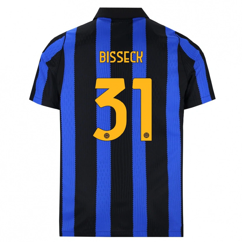 Danxen Męski Yann Bisseck #31 Czarny Niebieski Żółty Domowa Koszulka 2026/27 Koszulki Klubowe