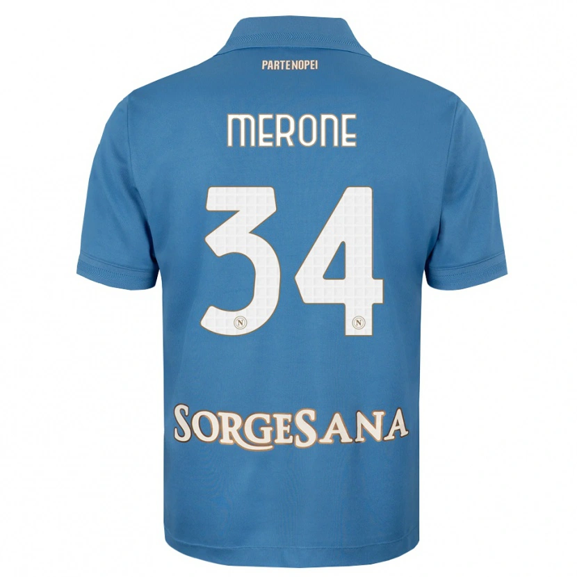 Danxen Męski Alessandro Merone #34 Niebieski Mglisty Biały Domowa Koszulka 2026/27 Koszulki Klubowe