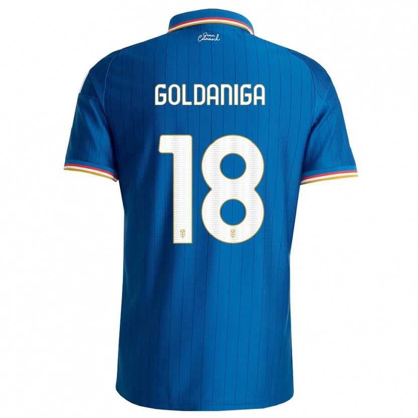 Danxen Męski Edoardo Goldaniga #18 Niebieski Biały Czerwony Domowa Koszulka 2026/27 Koszulki Klubowe