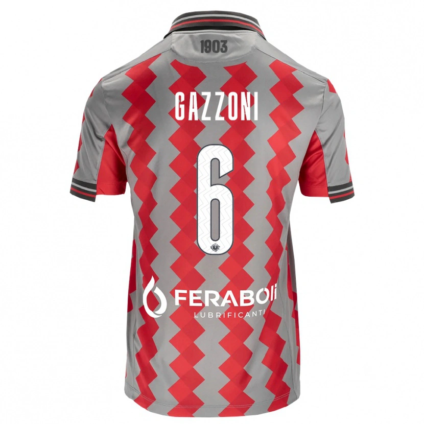 Danxen Męski Matteo Gazzoni #6 Szary Czerwony Biały Domowa Koszulka 2026/27 Koszulki Klubowe