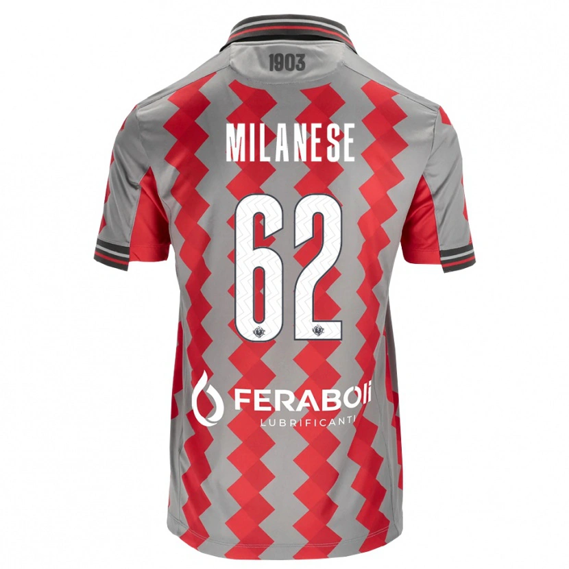 Danxen Męski Tommaso Milanese #62 Szary Czerwony Biały Domowa Koszulka 2026/27 Koszulki Klubowe