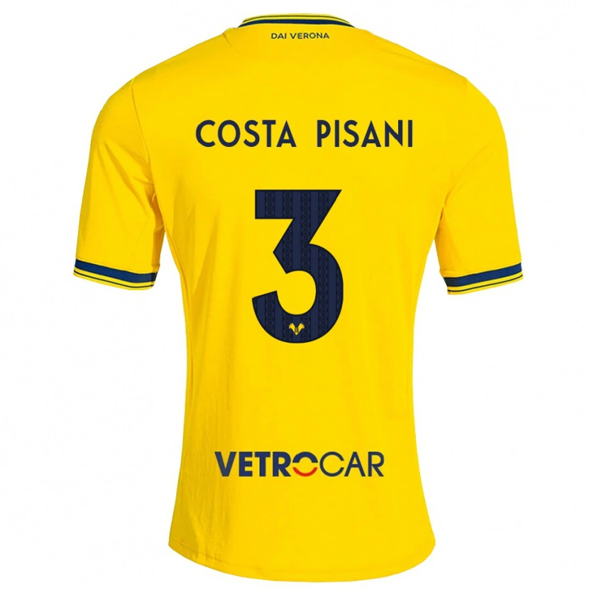Danxen Męski Davide Costa Pisani #3 Żółty Czerwony Wyjazdowa Koszulka 2026/27 Koszulki Klubowe