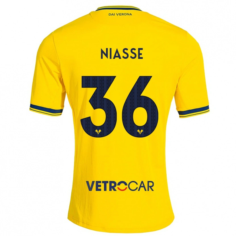 Danxen Męski Cheikh Niasse #36 Żółty Czerwony Wyjazdowa Koszulka 2026/27 Koszulki Klubowe
