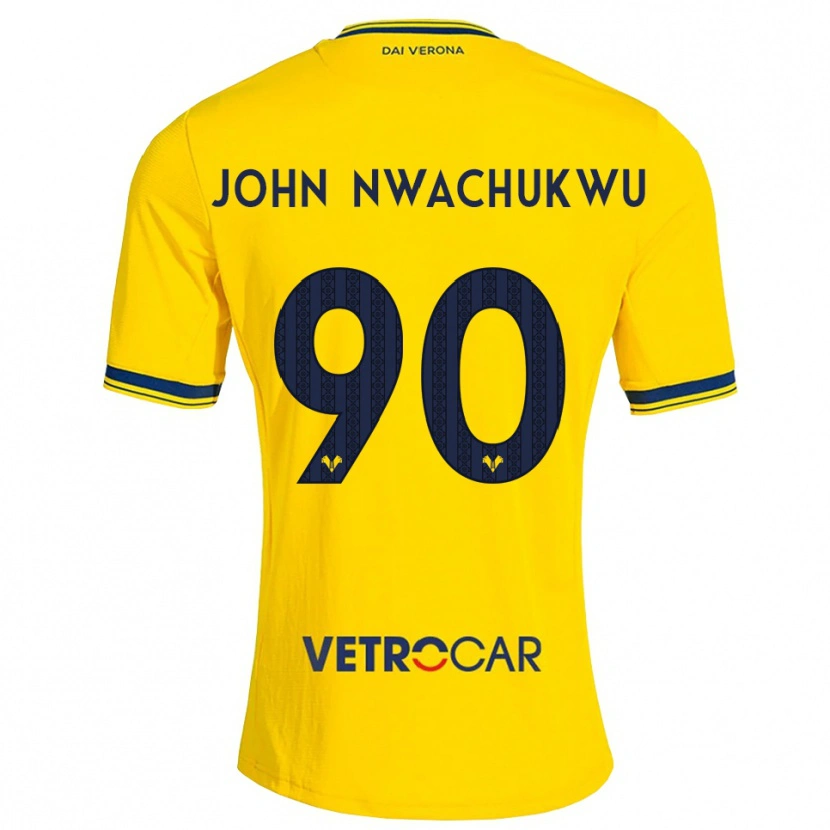 Danxen Męski Samuel John Nwachukwu #90 Żółty Czerwony Wyjazdowa Koszulka 2026/27 Koszulki Klubowe