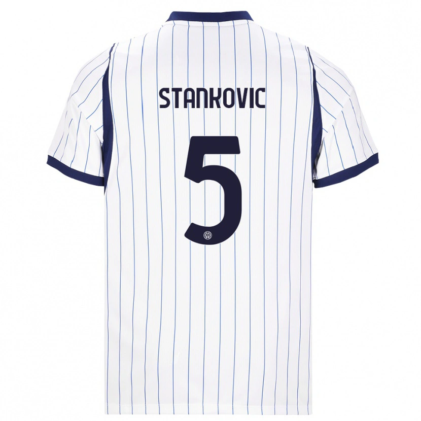 Danxen Męski Aleksandar Stanković #5 Biały Granatowy Wyjazdowa Koszulka 2026/27 Koszulki Klubowe