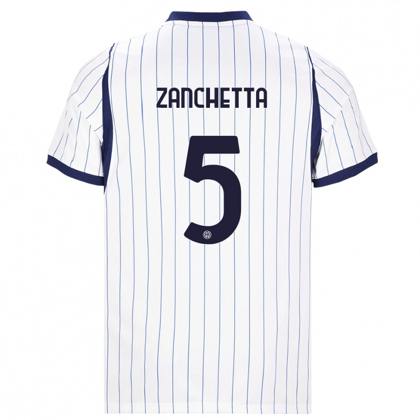 Danxen Męski Mattia Zanchetta #5 Biały Granatowy Wyjazdowa Koszulka 2026/27 Koszulki Klubowe