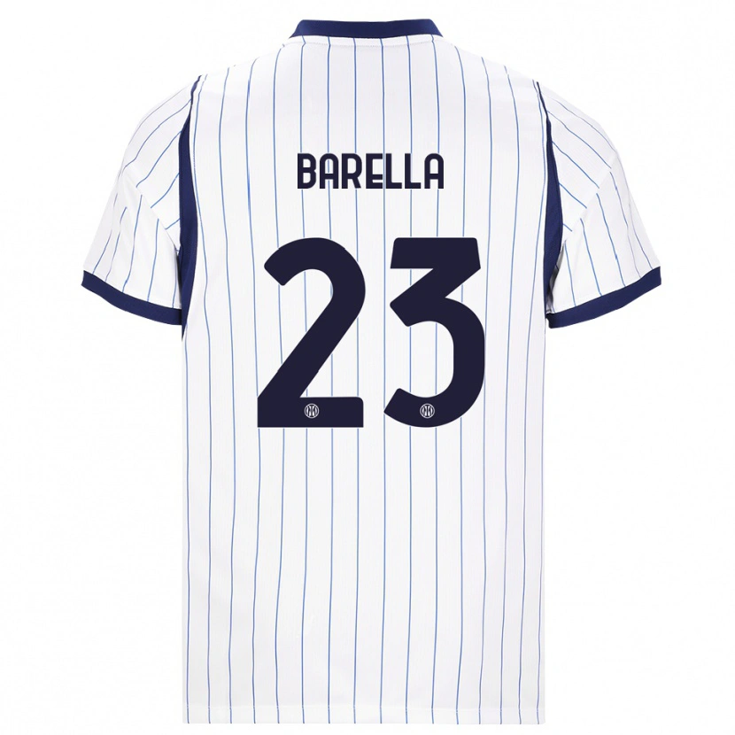 Danxen Męski Nicolò Barella #23 Biały Granatowy Wyjazdowa Koszulka 2026/27 Koszulki Klubowe