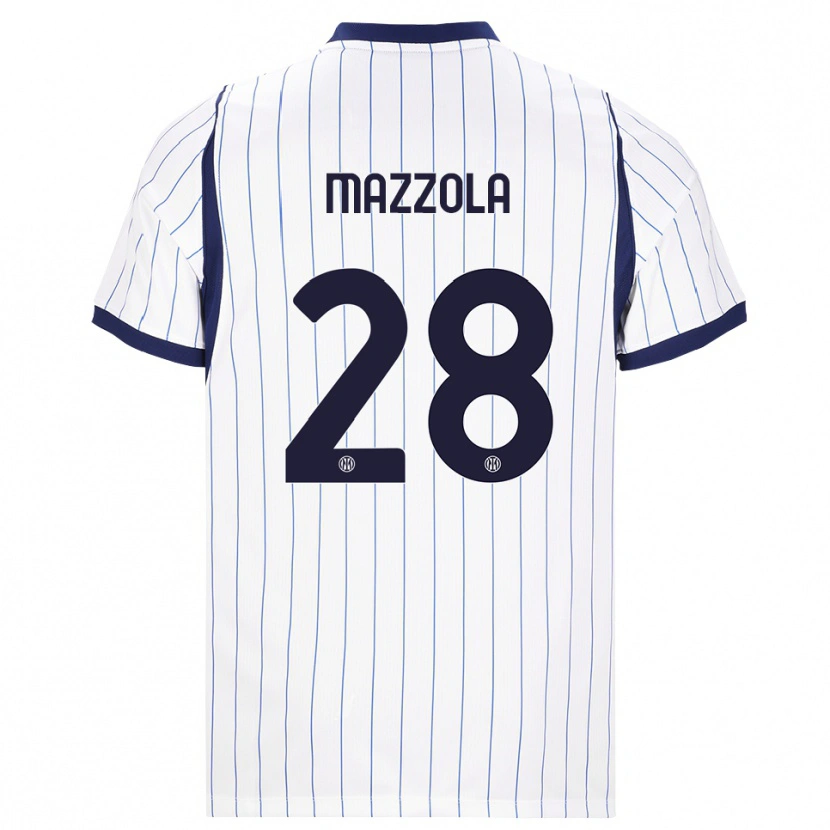 Danxen Męski Giuseppe Mazzola #28 Biały Granatowy Wyjazdowa Koszulka 2026/27 Koszulki Klubowe