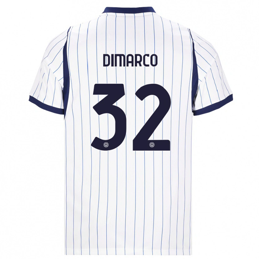Danxen Męski Federico Dimarco #32 Biały Granatowy Wyjazdowa Koszulka 2026/27 Koszulki Klubowe
