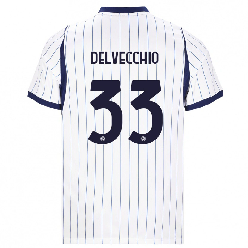 Danxen Męski Gabriele Delvecchio #33 Biały Granatowy Wyjazdowa Koszulka 2026/27 Koszulki Klubowe