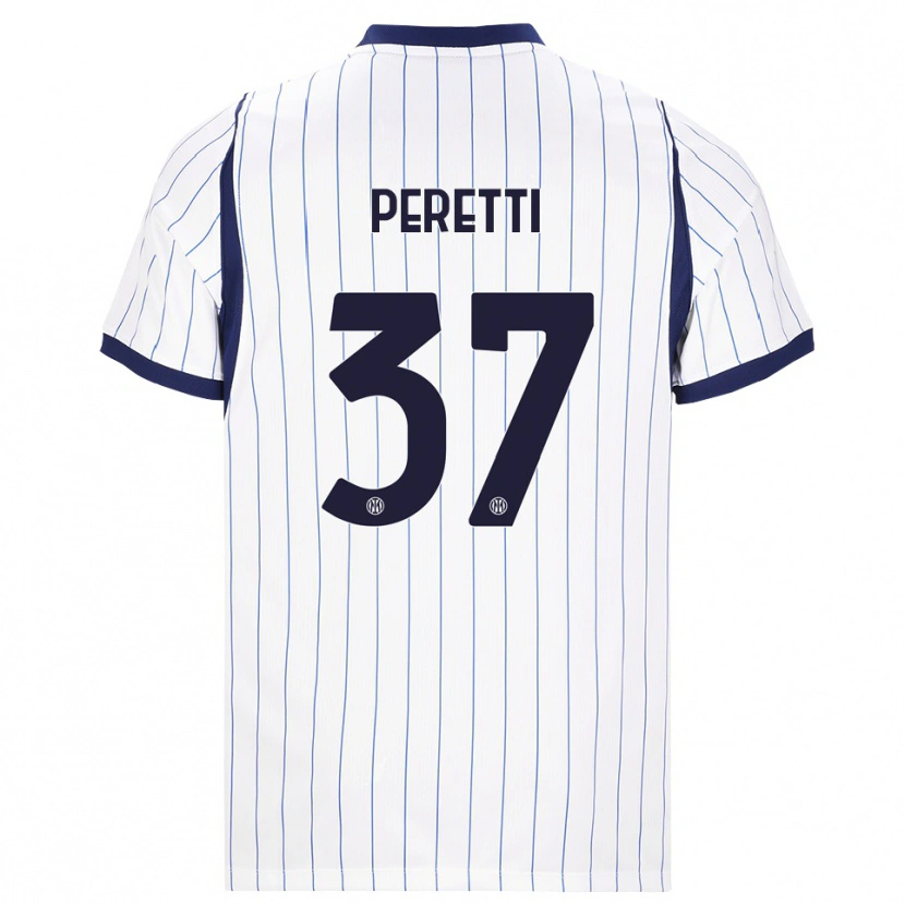 Danxen Męski Lorenzo Peretti #37 Biały Granatowy Wyjazdowa Koszulka 2026/27 Koszulki Klubowe