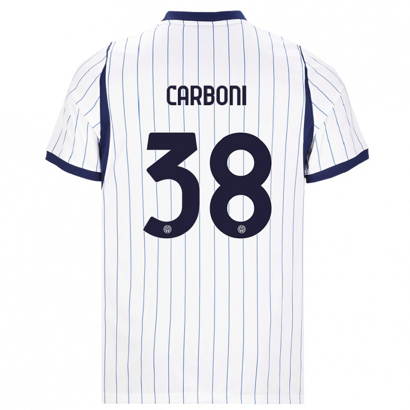 Danxen Męski Valentin Carboni #38 Biały Granatowy Wyjazdowa Koszulka 2026/27 Koszulki Klubowe