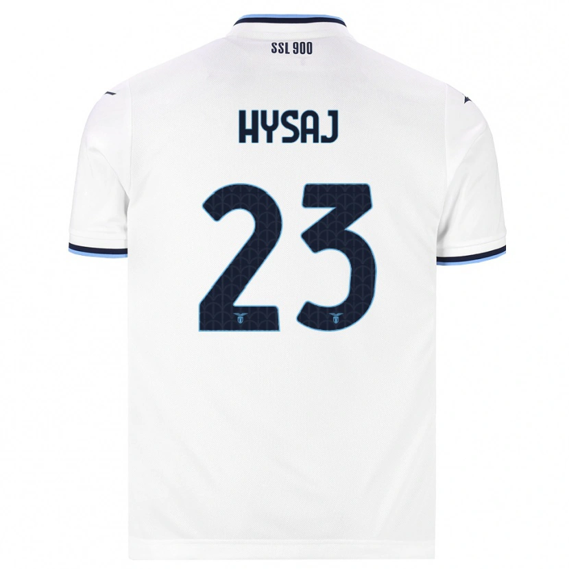 Danxen Męski Elseid Hysaj #23 Biały Granatowy Wyjazdowa Koszulka 2026/27 Koszulki Klubowe