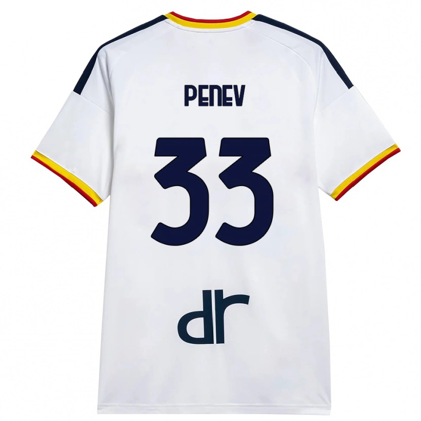 Danxen Męski Plamen Penev #33 Biały Żółty Czerwony Wyjazdowa Koszulka 2026/27 Koszulki Klubowe