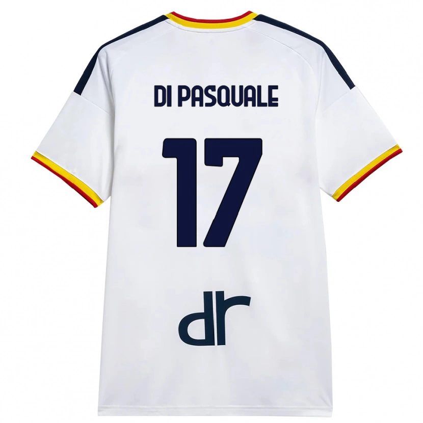 Danxen Męski Alessandro Di Pasquale #17 Biały Żółty Czerwony Wyjazdowa Koszulka 2026/27 Koszulki Klubowe
