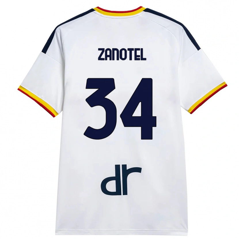 Danxen Męski Giovanni Zanotel #34 Biały Żółty Czerwony Wyjazdowa Koszulka 2026/27 Koszulki Klubowe