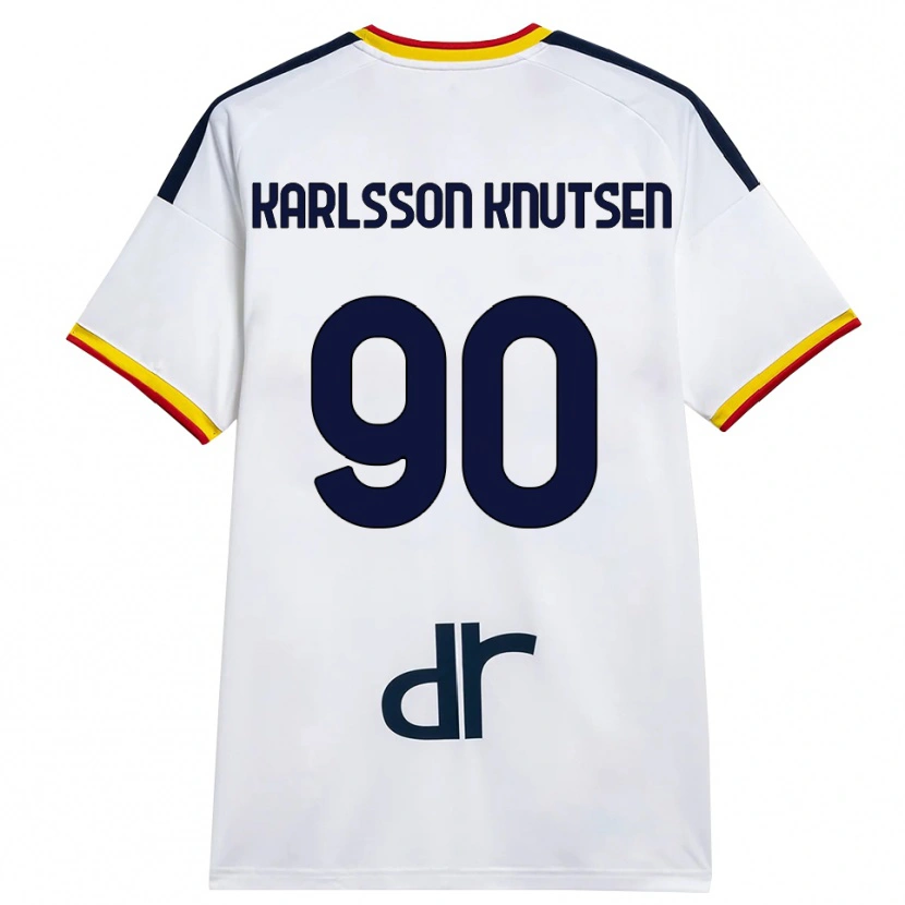 Danxen Męski Storm Karlsson Knutsen #90 Biały Żółty Czerwony Wyjazdowa Koszulka 2026/27 Koszulki Klubowe