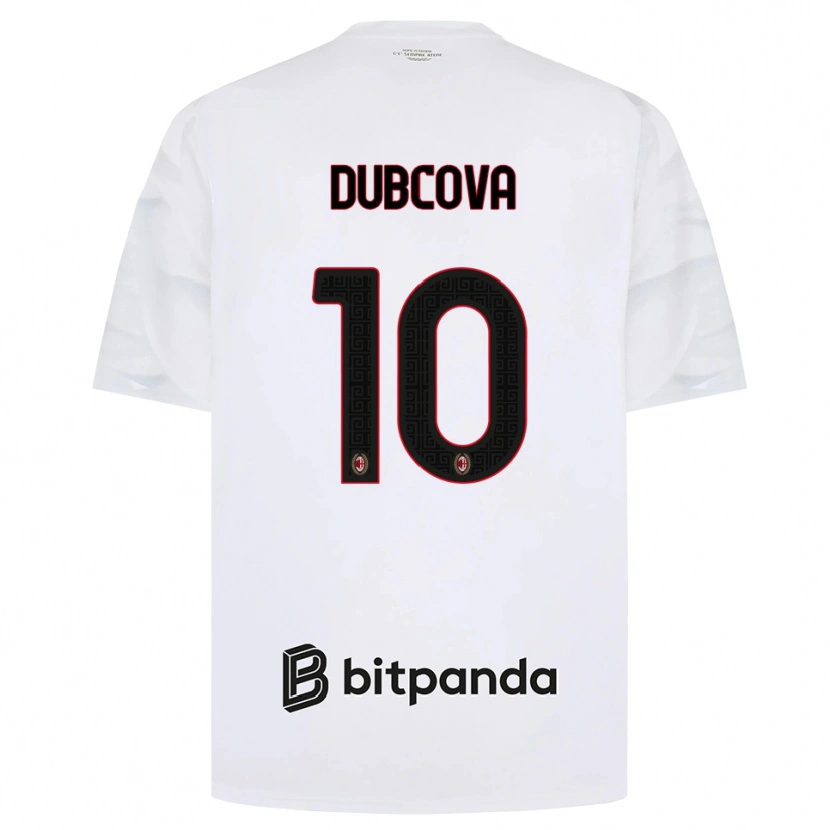 Danxen Męski Kamila Dubcova #10 Biały Czerwony Czarny Wyjazdowa Koszulka 2026/27 Koszulki Klubowe