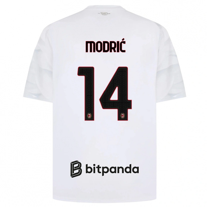 Danxen Męski Luka Modrić #14 Biały Czerwony Czarny Wyjazdowa Koszulka 2026/27 Koszulki Klubowe