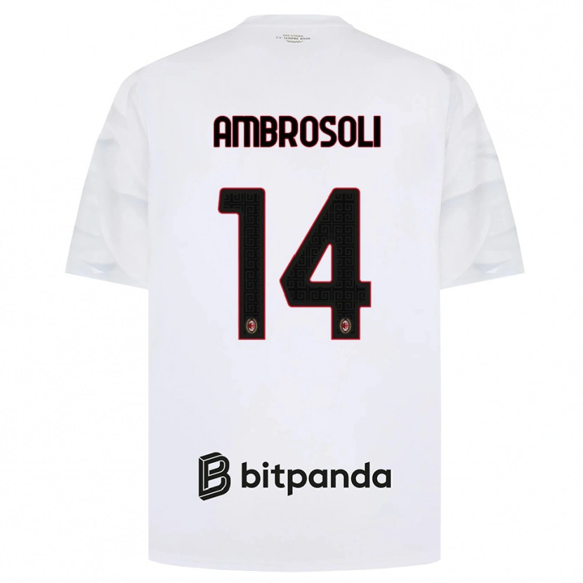 Danxen Męski Pietro Ambrosoli #14 Biały Czerwony Czarny Wyjazdowa Koszulka 2026/27 Koszulki Klubowe