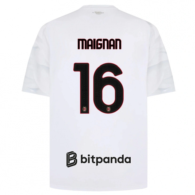 Danxen Męski Mike Maignan #16 Biały Czerwony Czarny Wyjazdowa Koszulka 2026/27 Koszulki Klubowe