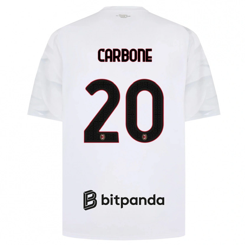 Danxen Męski Emanuele Carbone #20 Biały Czerwony Czarny Wyjazdowa Koszulka 2026/27 Koszulki Klubowe