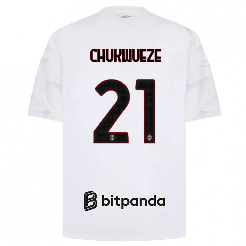 Danxen Męski Samuel Chukwueze #21 Biały Czerwony Czarny Wyjazdowa Koszulka 2026/27 Koszulki Klubowe