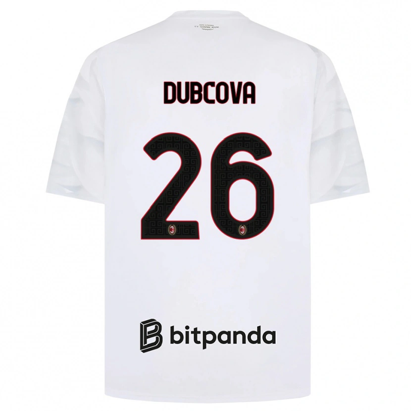 Danxen Męski Michaela Dubcova #26 Biały Czerwony Czarny Wyjazdowa Koszulka 2026/27 Koszulki Klubowe
