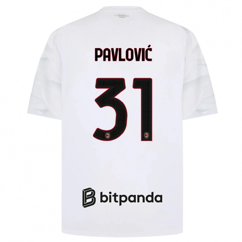 Danxen Męski Strahinja Pavlović #31 Biały Czerwony Czarny Wyjazdowa Koszulka 2026/27 Koszulki Klubowe