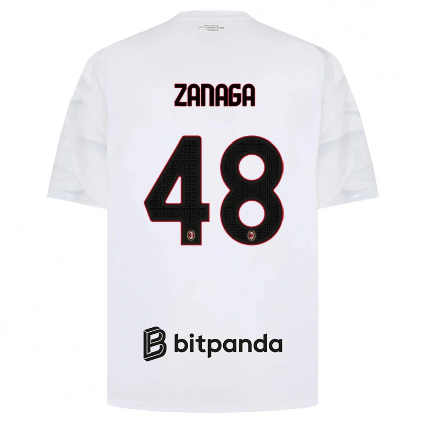 Danxen Męski Edoardo Zanaga #48 Biały Czerwony Czarny Wyjazdowa Koszulka 2026/27 Koszulki Klubowe